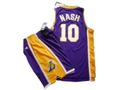 NBA Los Angeles Lakers #10 Steve Nash purple[Revolution 30 Swingman]& Shorts Suit